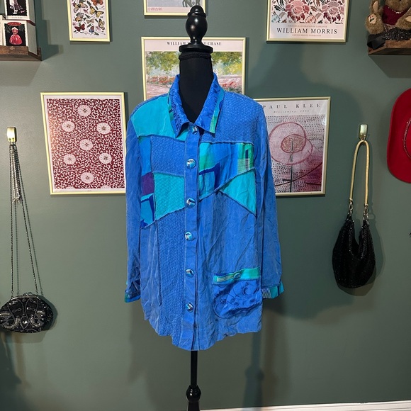 Christina Hope Vintage Vibrant Blue Coastal Long Sleeve Size XL 😻 - Picture 2 of 6